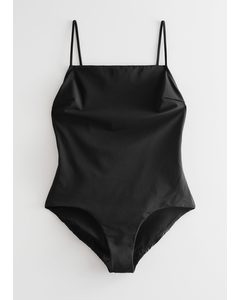 Strappy Open Back Swimsuit Black