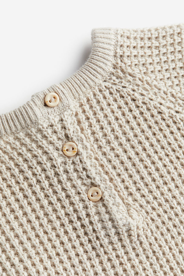 H&M Waffle-knit Cotton Jumper Light Greige