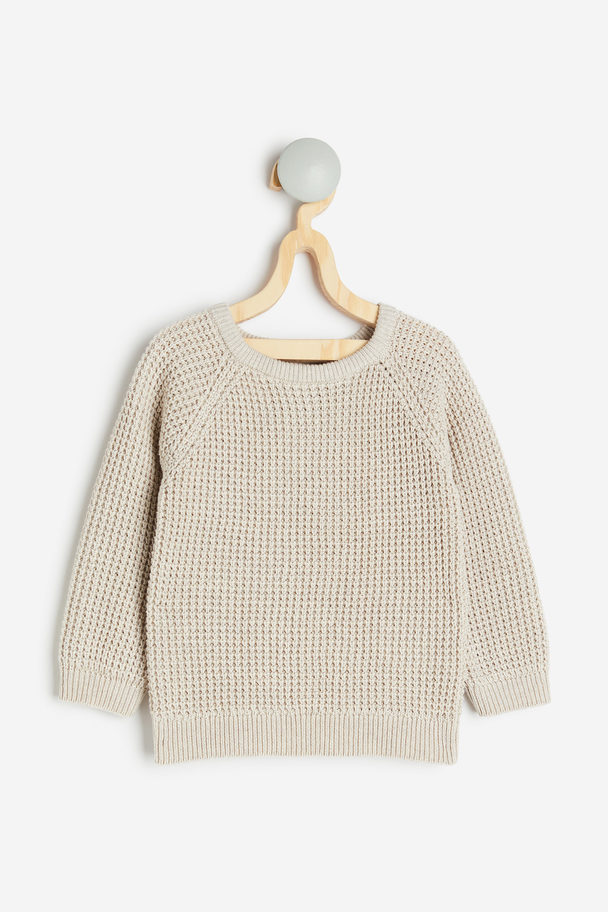 H&M Waffle-knit Cotton Jumper Light Greige