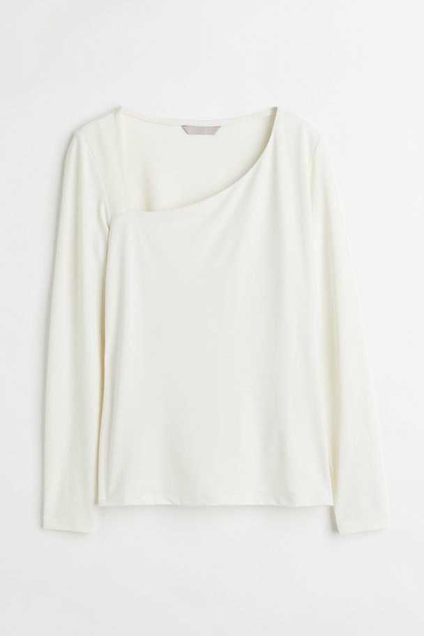 H&M Long-sleeved Jersey Top White
