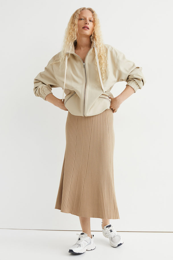 H&M Rib-knit Dress Beige