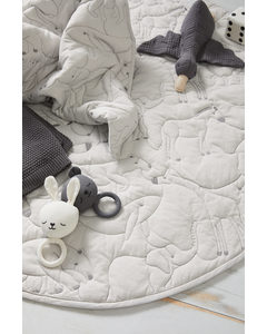 Quilted Cotton Baby Mat Light Grey/animals