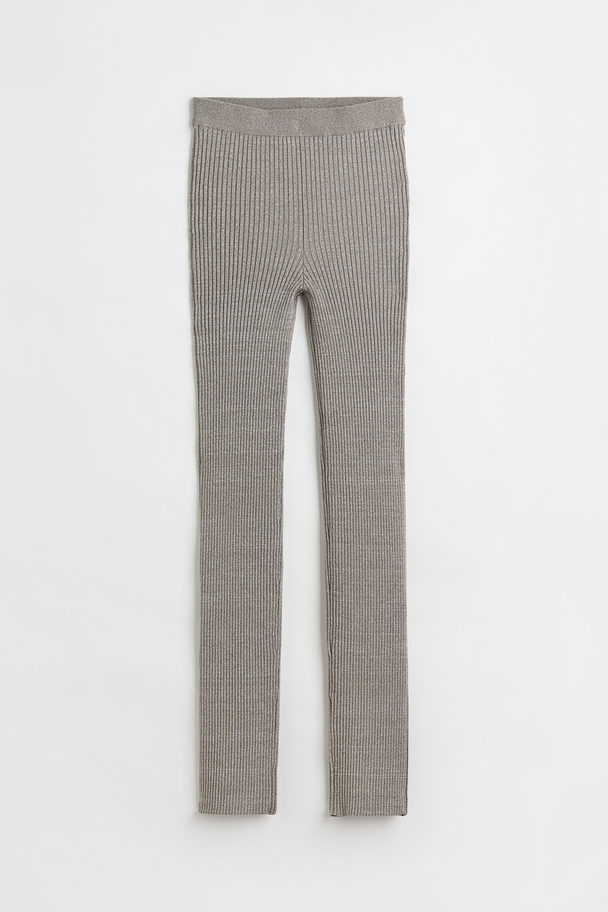 H&M Rib-knit Trousers Greige