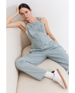 Mama Ankle-length Denim Dungarees Light Denim Blue/striped