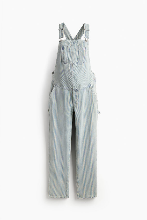 H&M Mama Enkellange Denim Salopette Licht Denimblauw/gestreept