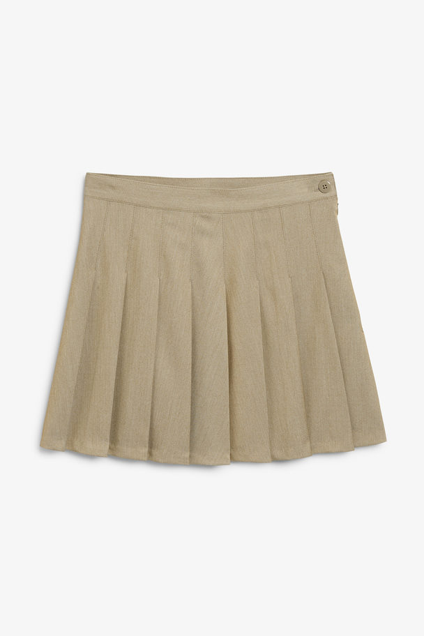 Monki Dark Beige Pleated Mini Skirt Dark Beige