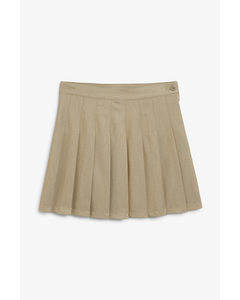 Dark Beige Pleated Mini Skirt Dark Beige