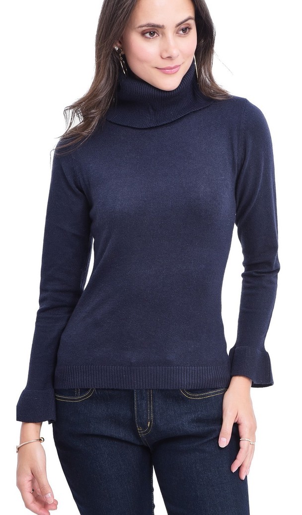 C&Jo Ball-neck Sweater, Ruffled Sleeves