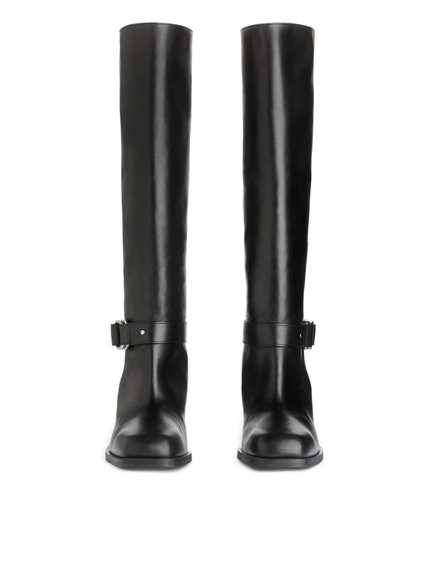 ARKET Knee-high Leather Boots Black