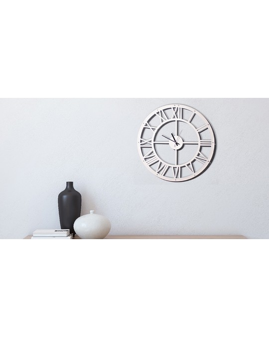 Homemania Homemania Wall Clock - Wall-mounted, Book Stand - With Shelves - White Made Of Metal, 50 X 0,16 X 50
