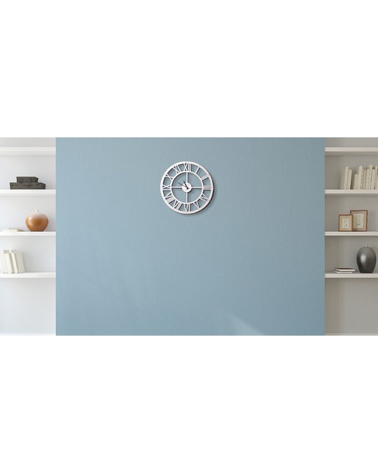 Homemania Homemania Wall Clock - Wall-mounted, Book Stand - With Shelves - White Made Of Metal, 50 X 0,16 X 50