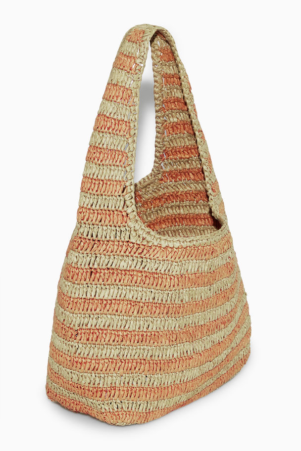 COS Mini Shoulder Bag - Raffia Beige / Orange / Striped