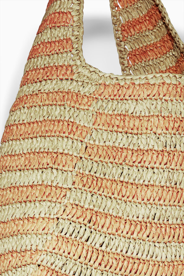 COS Mini Shoulder Bag - Raffia Beige / Orange / Striped