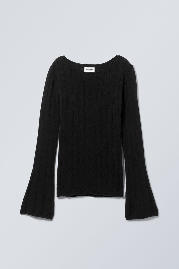 Weekday Anessa Sheer Knit Sweater Black