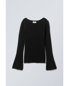 Anessa Sheer Knit Sweater Black