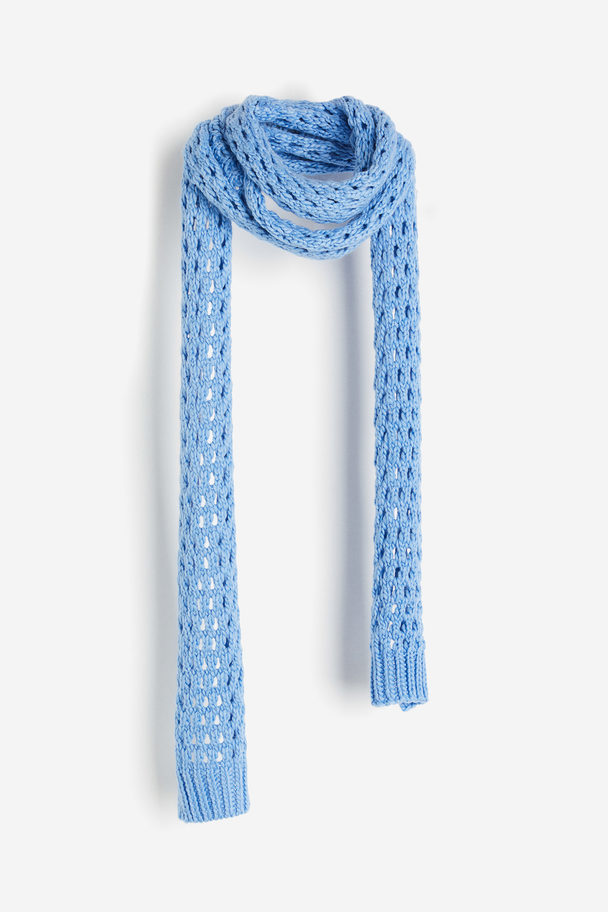 H&M Skinny Hole-knit Scarf Blue