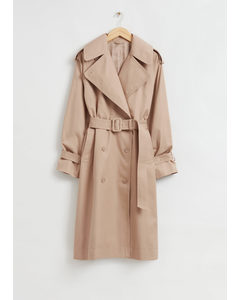 Relaxed Long-fit Trench Coat Dusty Beige