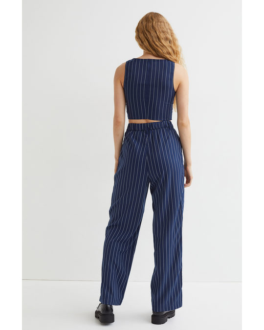 H&M Tailored Trousers Dark Blue/pinstriped
