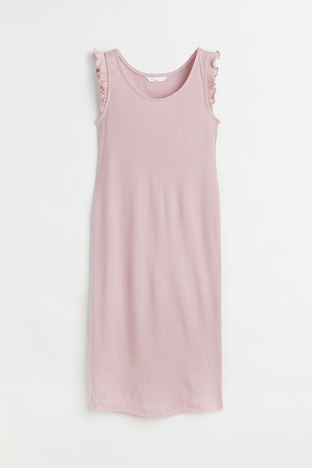 H&M Mama Frill-trimmed Jersey Dress Light Pink