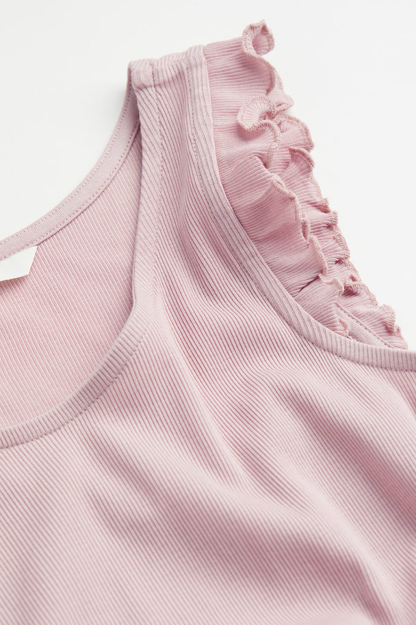 H&M Mama Frill-trimmed Jersey Dress Light Pink