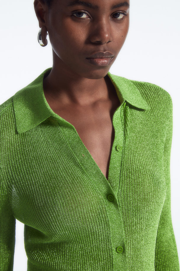 COS Sparkly Ribbed-knit Shirt Green