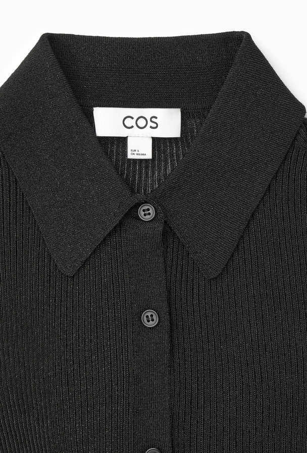 COS Sparkly Ribbed-knit Shirt Black