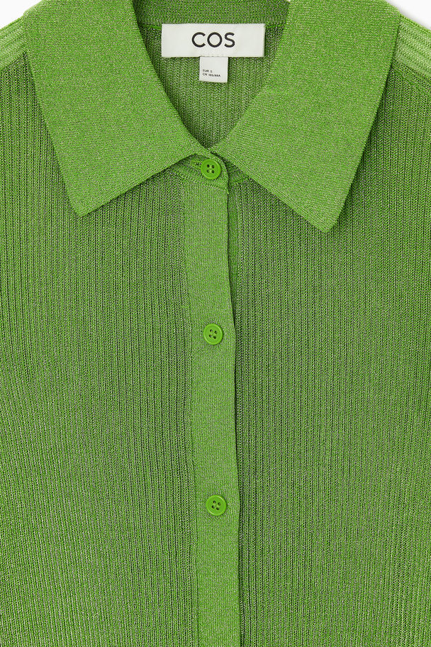 COS Glittrig Ribbstickad Skjorta Grön