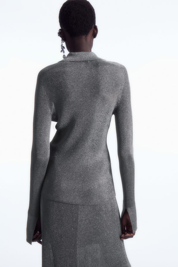 COS Sparkly Ribbed-knit Shirt Dark Grey