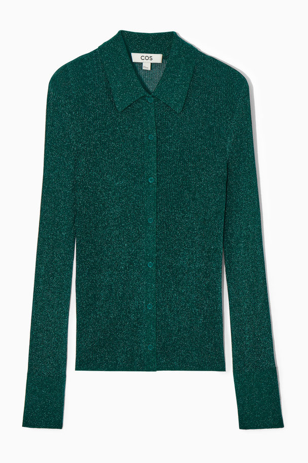 COS Sparkly Ribbed-knit Shirt Dark Green
