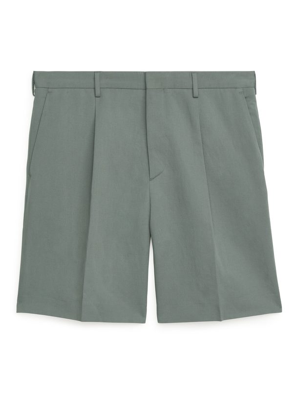 ARKET Loose Cotton Linen Shorts Green