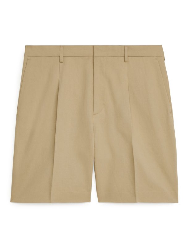 ARKET Loose Cotton Linen Shorts Beige