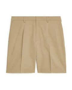 Loose Cotton Linen Shorts Beige