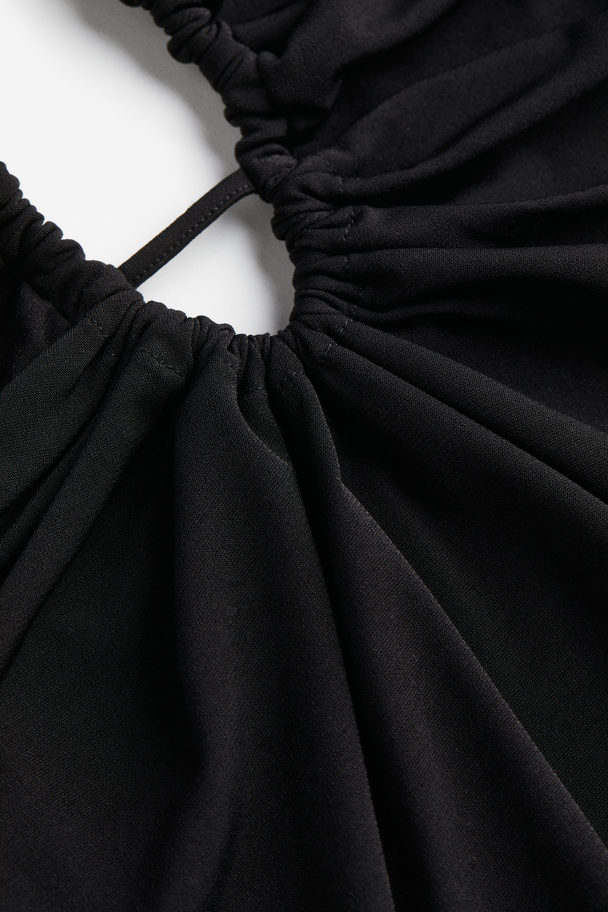 H&M Jerseykleid mit Schnürdetail Schwarz