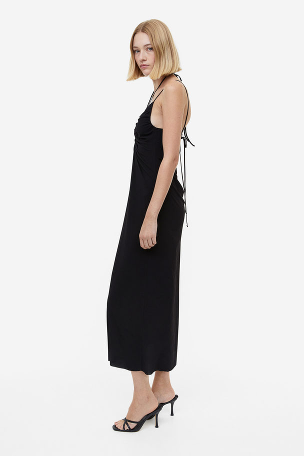 H&M Jerseykleid mit Schnürdetail Schwarz