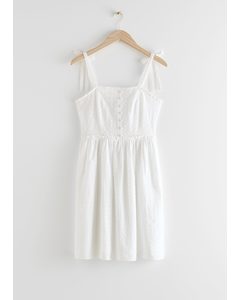 Smocked Strap Mini Dress White