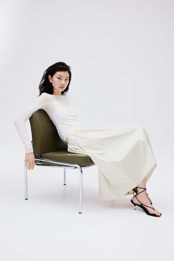 H&M Pleated A-line Skirt Cream