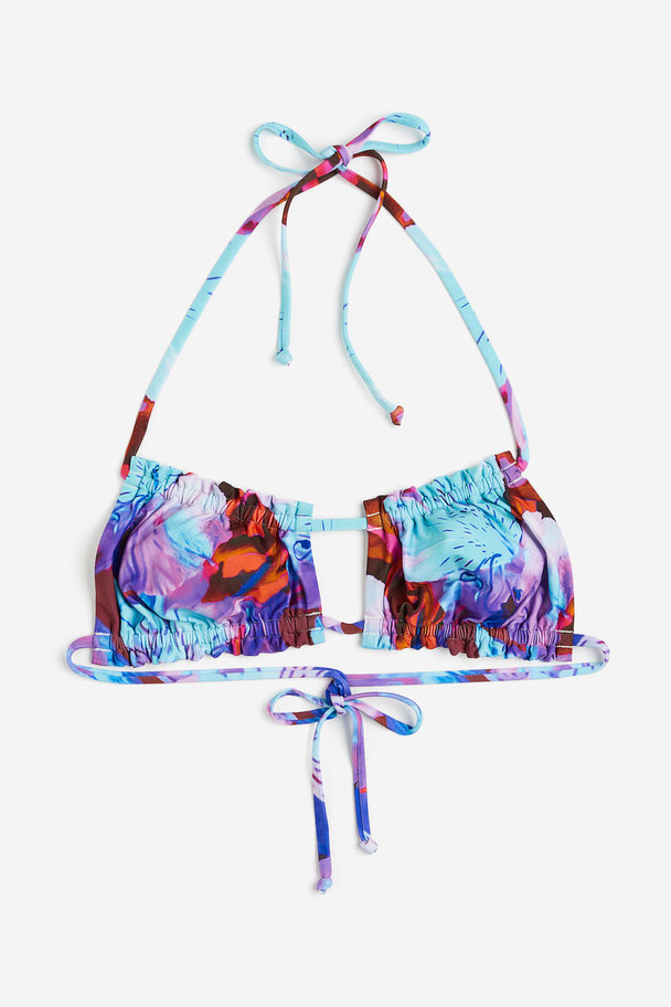 H&M Bikinitop Met Volantrandjes Blauw/bloemen