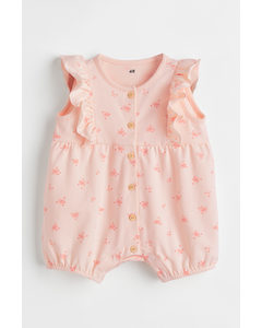 Flounce-trimmed Romper Suit Light Pink/small Flowers