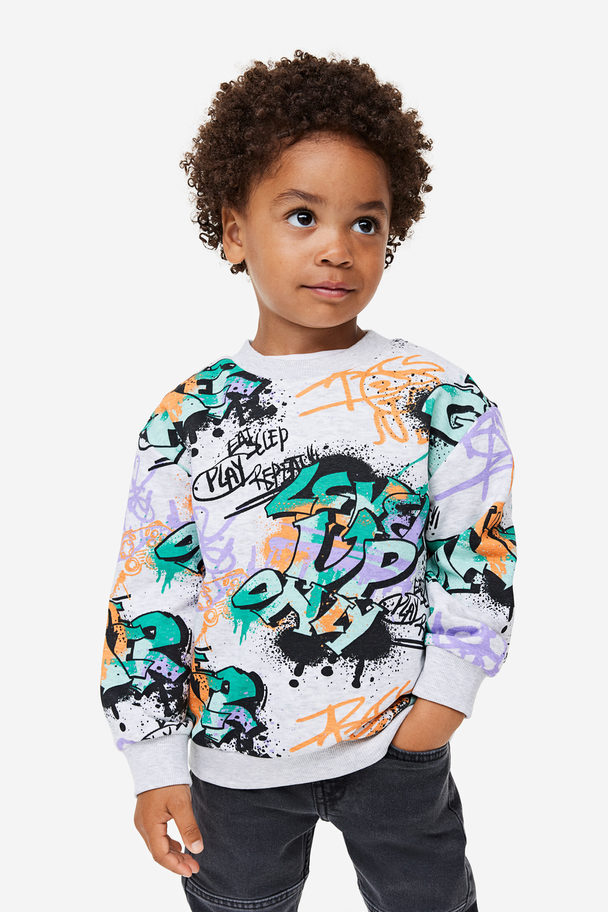 H&M Sweatshirt Ljusgrå/mönstrad