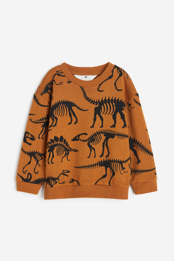 H&M Sweatshirt Brown/dinosaurs