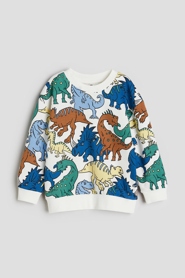 H&M Sweatshirt White/dinosaurs