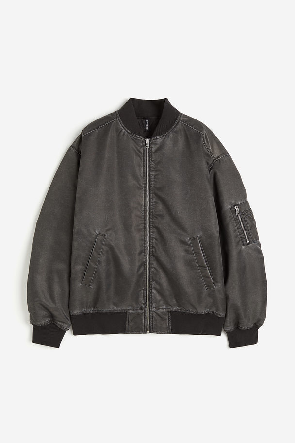 H&M Distressed-look Bomber Jacket Dark Grey