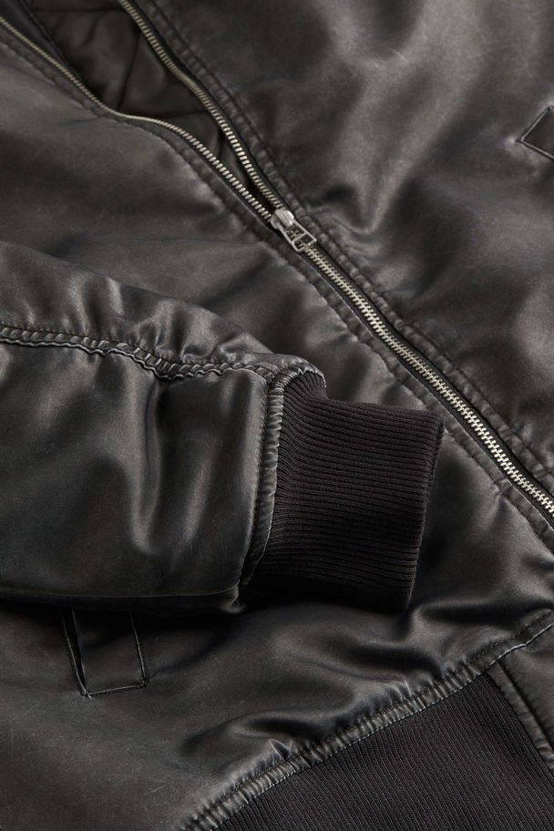 H&M Distressed-look Bomber Jacket Dark Grey
