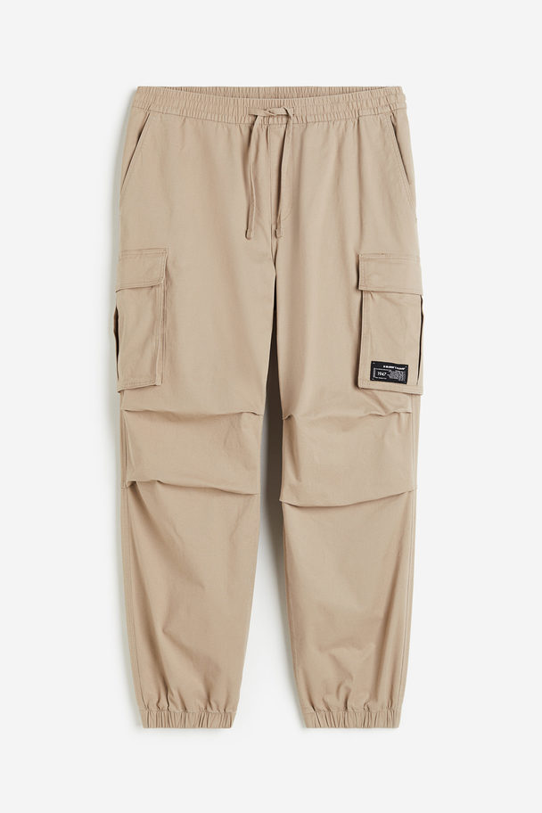 H&M Relaxed Fit Cotton Cargo Joggers Beige
