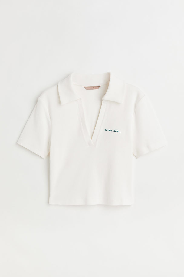 H&M Cropped Shirt mit Kragen Weiß