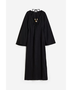 Linen-blend Dress Black