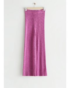 Flared Rib Knit Trousers Pink
