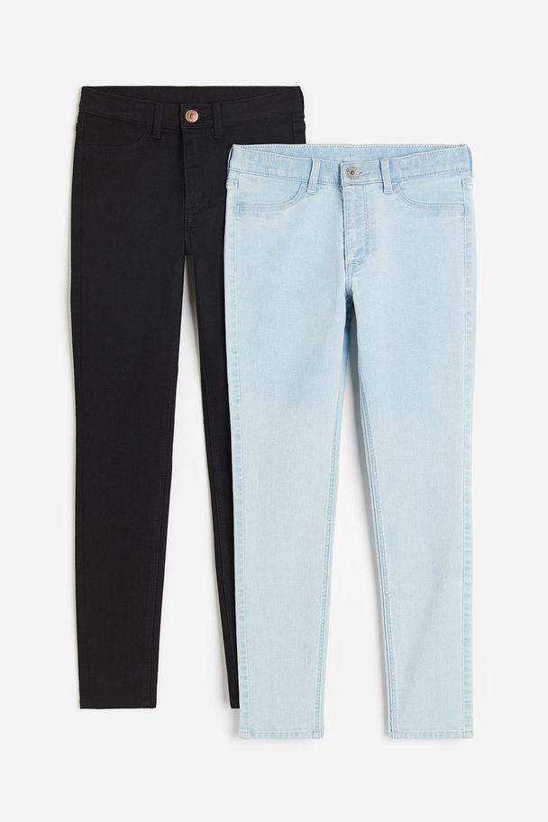 H&M 2-pack Skinny Fit Jeans Ljus Denimblå/svart