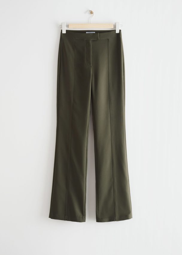 & Other Stories Soft Flare Trousers Khaki