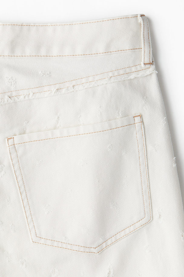 H&M Bukser I Twill Med Frynsekanter Creme